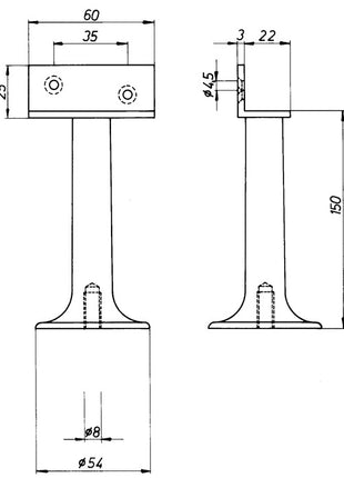 Support de cloison DENI (3000259233) largeur 60 mm hauteur 150 mm