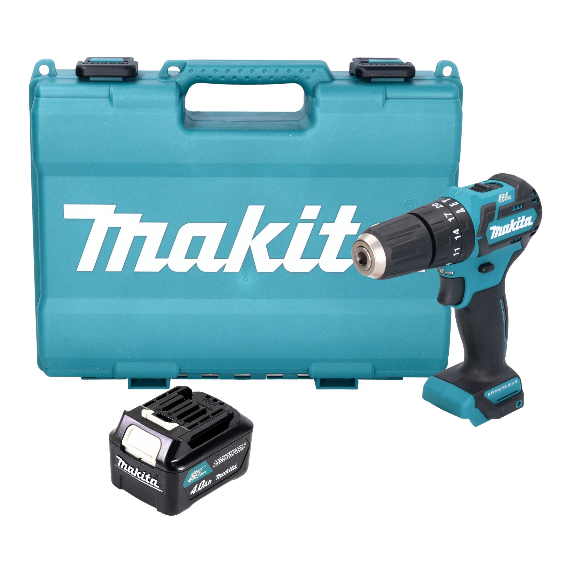 Makita HP 332 DM1E Akku Schlagbohrschrauber 12 V max 35 Nm Brushless 1x Akku 4 0 Ah Koffer ohne Ladegeraet 0 - toolbrothers