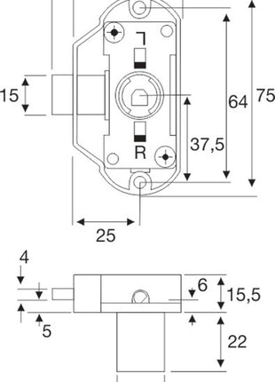 Serrure à barre rotative BMB ( 3000271855 ) à fermeture identique, cylindre intérieur inclus