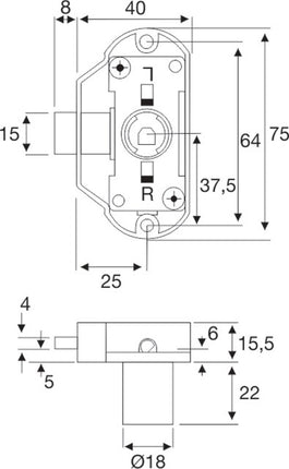 Serrure à barre rotative BMB ( 3000271855 ) à fermeture identique, cylindre intérieur inclus