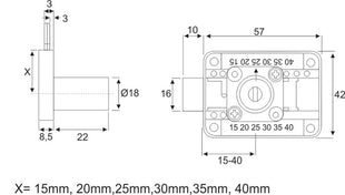 BMB Serrure à visser ( 3000271820 ) Dimension de la broche 15-40 mm fermeture différente