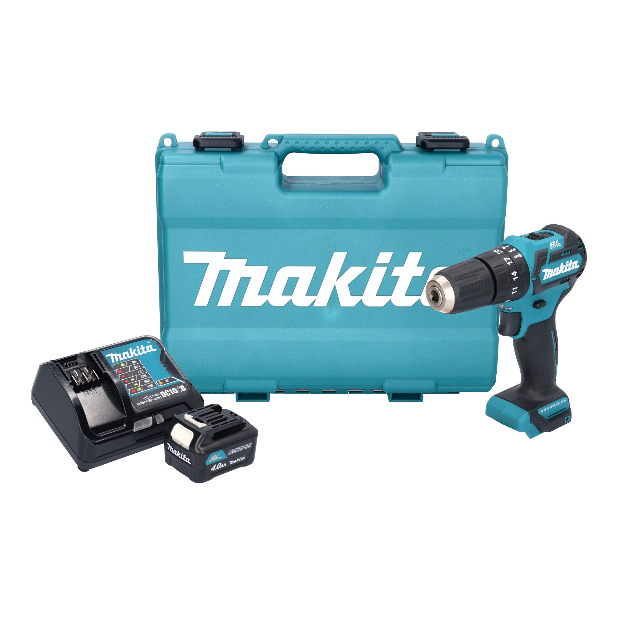Makita HP 332 DSM1E Akku Schlagbohrschrauber 12 V max 35 Nm Brushless 1x Akku 4 0 Ah Ladegeraet Koffer 0 - toolbrothers