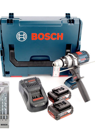 Bosch GSB 18 VE-2-Li 18V Li-Ion Professional Akku Schlagbohrschrauber in L-Boxx + 2x 5,0 Ah Akku und Ladegerät + Bosch 5 tlg. Steinbohrer Set Impact 4 - 10 mm - Toolbrothers