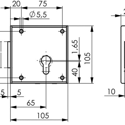 Serrure à pêne dormant AMF 100 ( 3311021061 ) DIN gauche PZ Dornmaß 65 mm