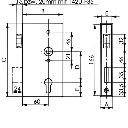 AMF Coffret de serrure 140UM ( 3000251254 ) DIN gauche / droite Dimension de la broche 60 mm