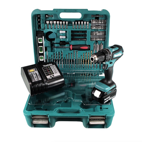 Makita DHP 485 SMTK Akku Schlagbohrschrauber 18V 50Nm Brushless + 1x Akku 4,0Ah + Ladegerät + Koffer mit 101tlg. Zubehörset - Toolbrothers