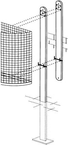 Support en fer ( 9194491024 ) hauteur 1400 mm à bétonner adapté aux poubelles 27 l