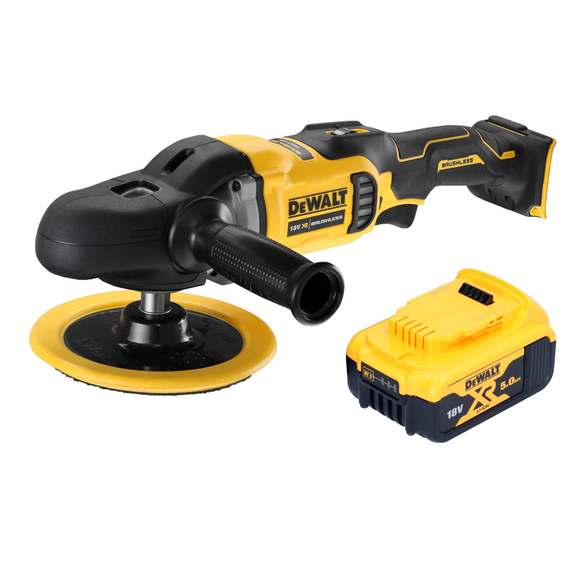DeWalt DCM 849 N Akku Exzenter Poliermaschine 18 V 180 mm Brushless 1x Akku 5 0 Ah ohne Ladegeraet 0 - toolbrothers