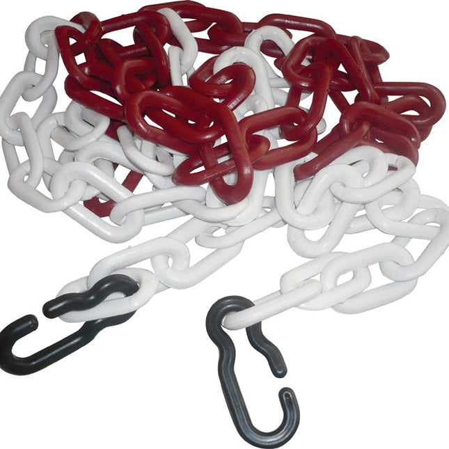 Chaîne de délimitation ( 9000490024 ) Polypropylène carbonate rouge/blanc 9 mm avec 2 crochets universels