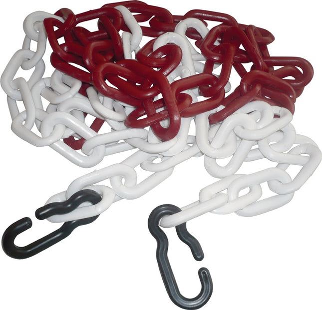 Chaîne de délimitation ( 9000490024 ) Polypropylène carbonate rouge/blanc 9 mm avec 2 crochets universels