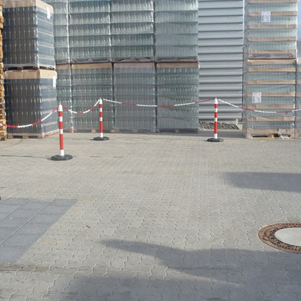 Poteau de barrage ( 9000490023 ) PPC rouge/blanc Ø 63 mm avec œillet