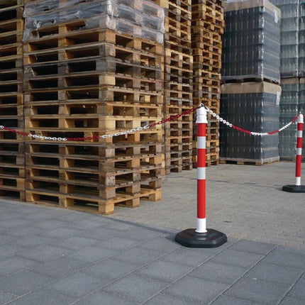 Poteau de barrage ( 9000490023 ) PPC rouge/blanc Ø 63 mm avec œillet