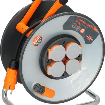 Enrouleur de câble Brennenstuhl professionalLINE SteelCore (8000809077) 25 m caoutchouc 3 x 2,5 mm² tôle d'acier isolé IP44
