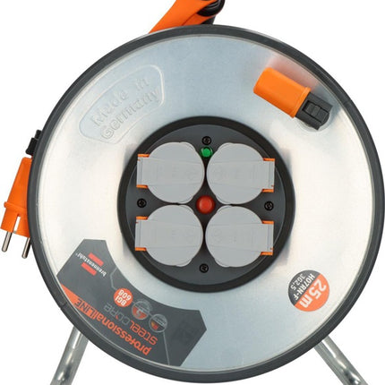 Enrouleur de câble Brennenstuhl professionalLINE SteelCore (8000809077) 25 m caoutchouc 3 x 2,5 mm² tôle d'acier isolé IP44