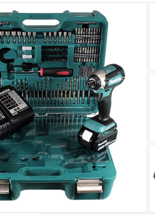 Makita DTD 153 SMTK Akku Schlagschrauber 18V 170Nm Brushless + 1x Akku 4,0Ah + Ladegerät + 101tlg. Zubehörset im Koffer - Toolbrothers