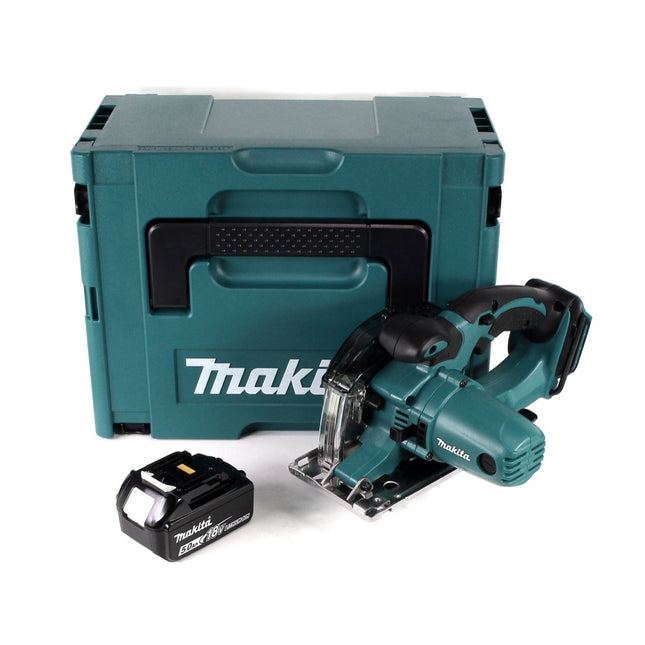 Makita DCS 552 T1J 18 V Akku Metall Handkreissäge 136 mm im Makpac + 1x 5,0 Ah Akku + Sägeblatt und Schutzbrille - ohne Lader - Toolbrothers
