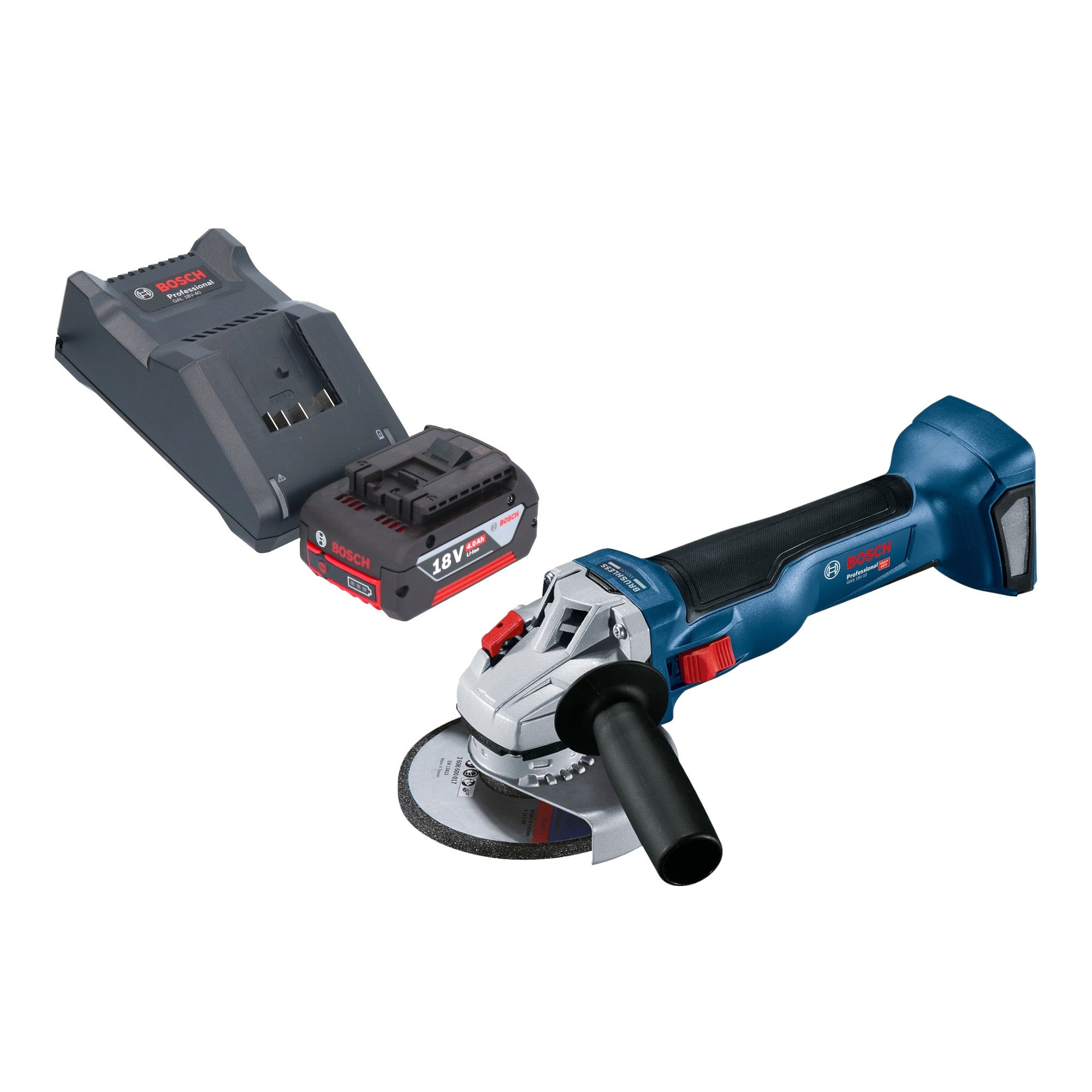 Bosch GWS 18V 10 Professional Akku Winkelschleifer 18 V 125 mm Brushless 1x Akku 4 0 Ah Ladegeraet 0 - toolbrothers