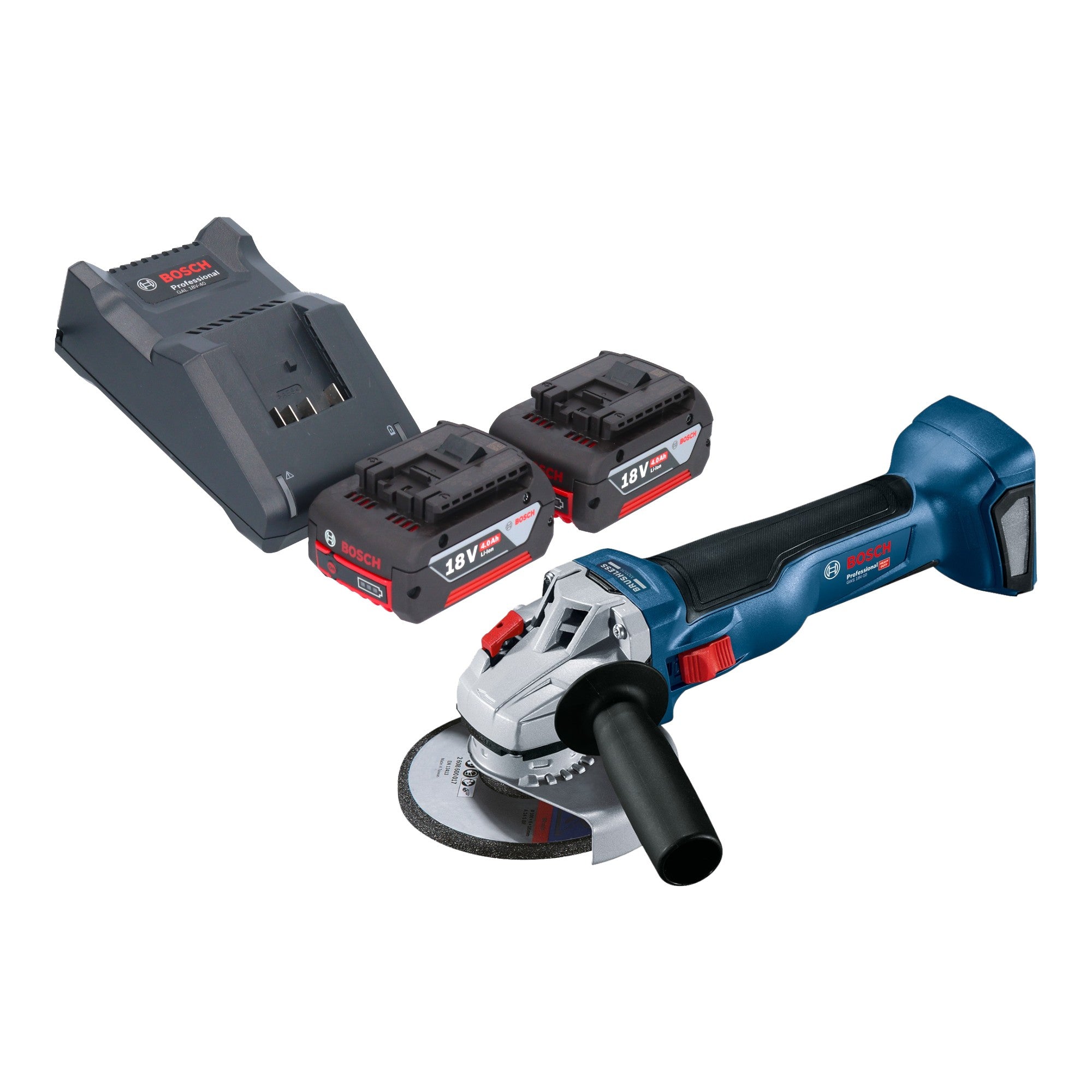 Bosch GWS 18V 10 Professional Akku Winkelschleifer 18 V 125 mm Brushless 2x Akku 4 0 Ah Ladegeraet 0 - toolbrothers