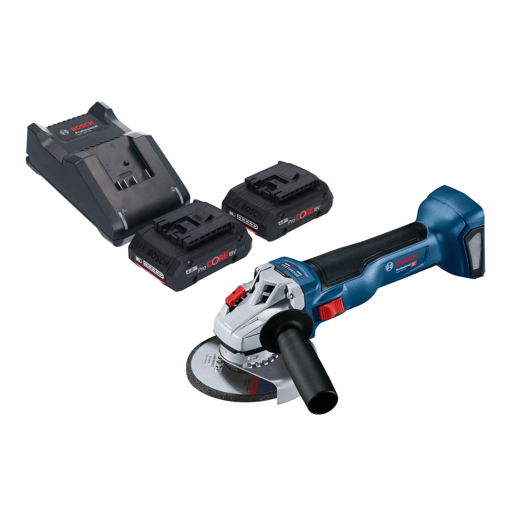 Bosch GWS 18V 10 Professional Akku Winkelschleifer 18 V 125 mm Brushless 2x ProCORE Akku 4 0 Ah Ladegeraet 0 - toolbrothers