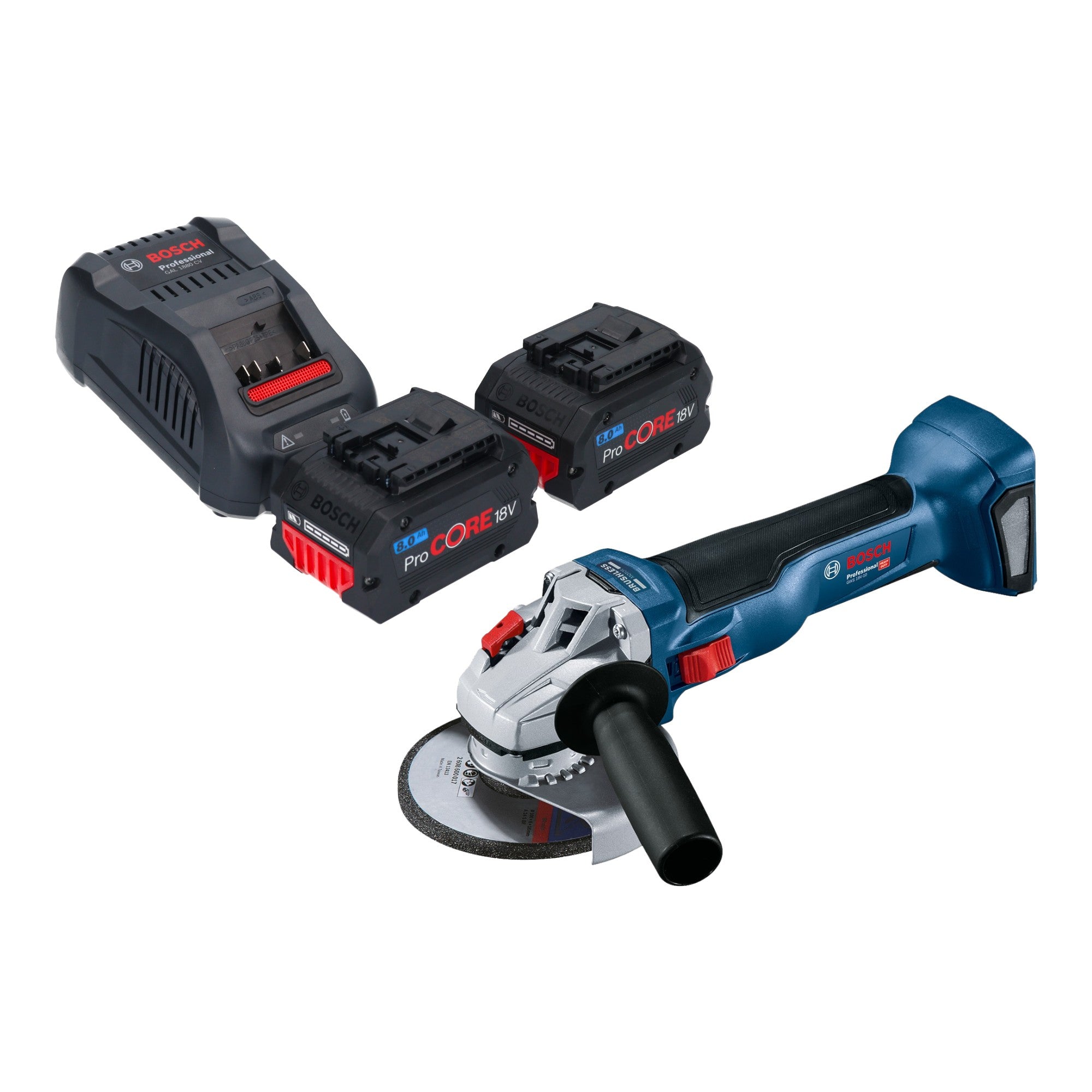 Bosch GWS 18V 10 Professional Akku Winkelschleifer 18 V 125 mm Brushless 2x ProCORE Akku 8 0 Ah Ladegeraet 0 - toolbrothers