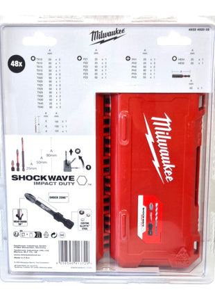 Zestaw bitów Milwaukee Shockwave 1/4" 48 elementów PH / PZ / TX / HEX ( 4932492005 )