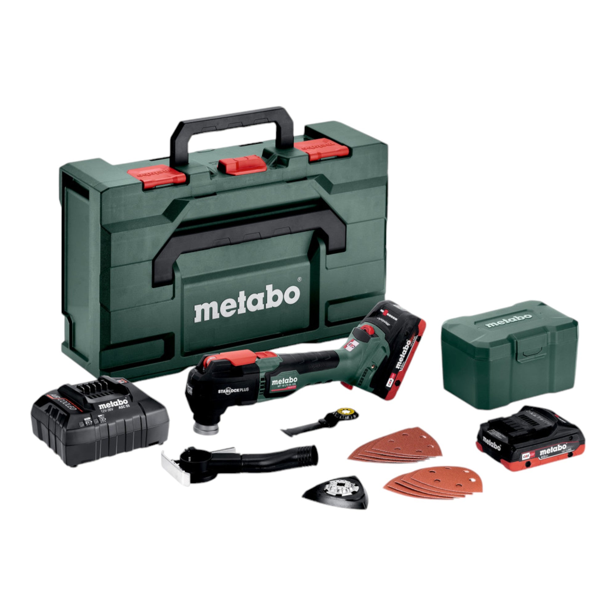 Metabo MT 18 LTX BL QSL Akku Multitool 18 V Brushless Starlock Plus 613088800 2x Akku 4 0 Ah Ladegeraet 12 tlg Zubehoer metaBOX 0 - toolbrothers