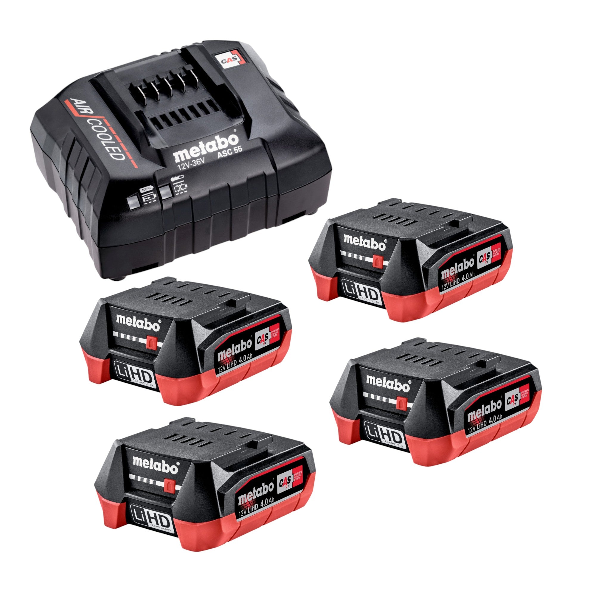 Metabo Basis Set 4x LiHD Akkupack 12 V 4 0 Ah Akku 4x 625349000 ASC 55 Ladegeraet 627044000  0 - toolbrothers