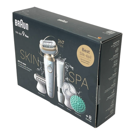 BRAUN Silk Epil 9-481 Epilateur 3D Flex SkinSpa Epilateur femme pour une épilation longue durée + mini-rasoir Set tout-en-un Blanc / Or