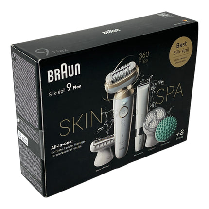 BRAUN Silk Epil 9-481 Epilateur 3D Flex SkinSpa Epilateur femme pour une épilation longue durée + mini-rasoir Set tout-en-un Blanc / Or