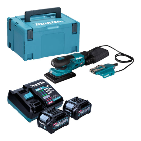 Makita BO 005 CGD201 Akku Schwingschleifer 40 V max 80 x 130 mm 3 0 mm Hub Brushless 2x Akku 2 5 Ah Ladegeraet Makpac 0 - toolbrothers