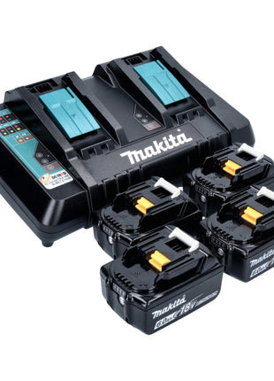 Makita DLM 538 PG4 Tondeuse à gazon sans fil 36 V ( 2x 18 V ) 530 mm + 4x batterie 6,0 Ah + chargeur