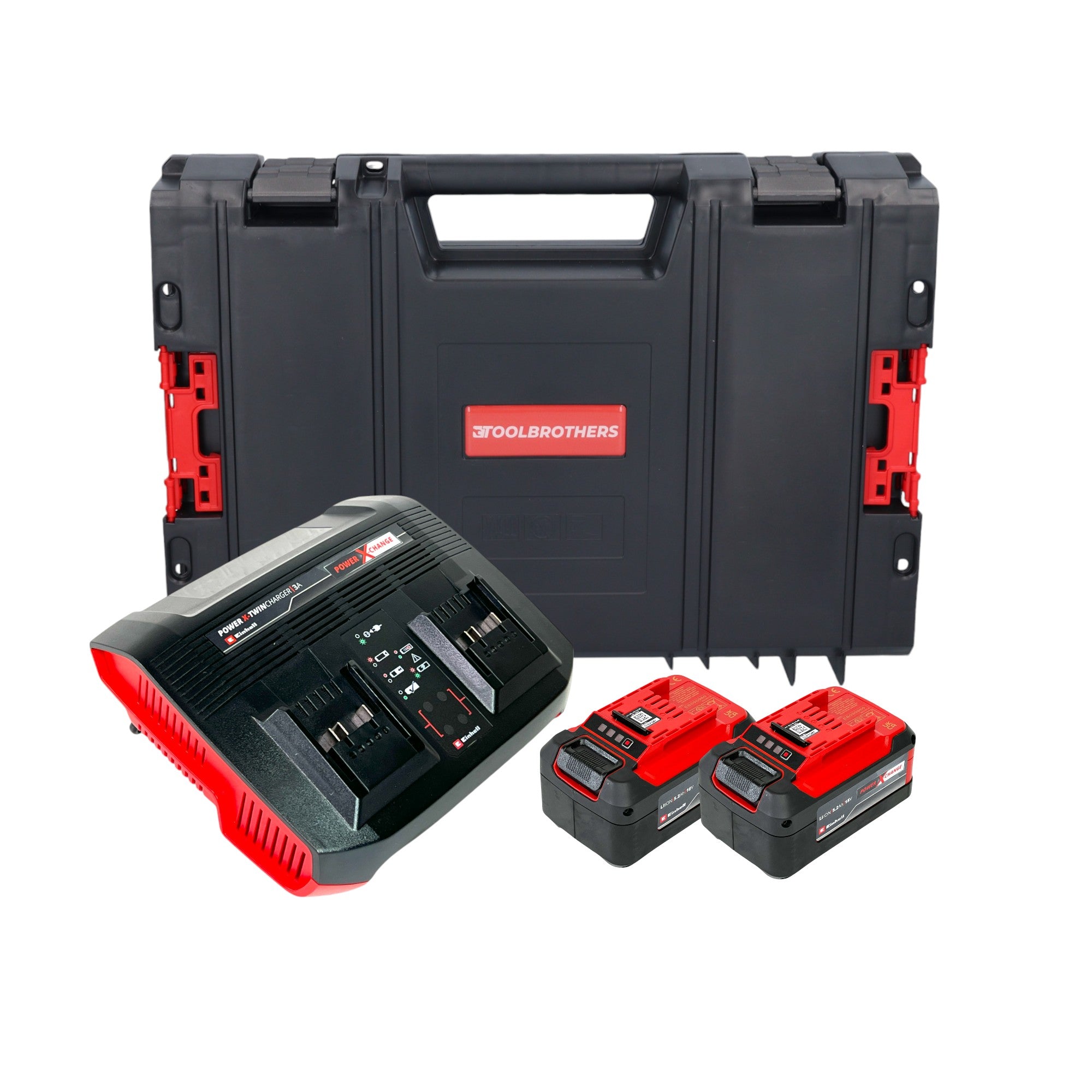 Einhell PXC Starter Kit 2x Power X Change Plus Akku 18 V 5 2 Ah 2x 4511437 Power X Twincharger 3A Doppel Ladegeraet 4512069 Toolcase 0 - toolbrothers