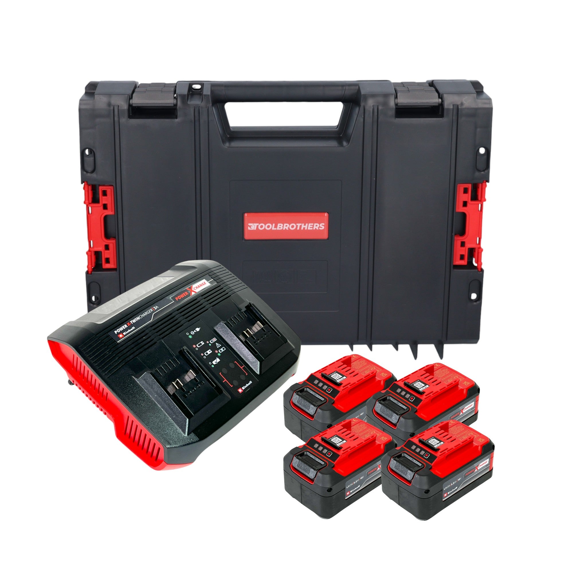 Einhell PXC Starter Kit 4x Power X Change Plus Akku 18 V 5 2 Ah 4x 4511437 Power X Twincharger 3A Doppel Ladegeraet 4512069 Toolcase 0 - toolbrothers