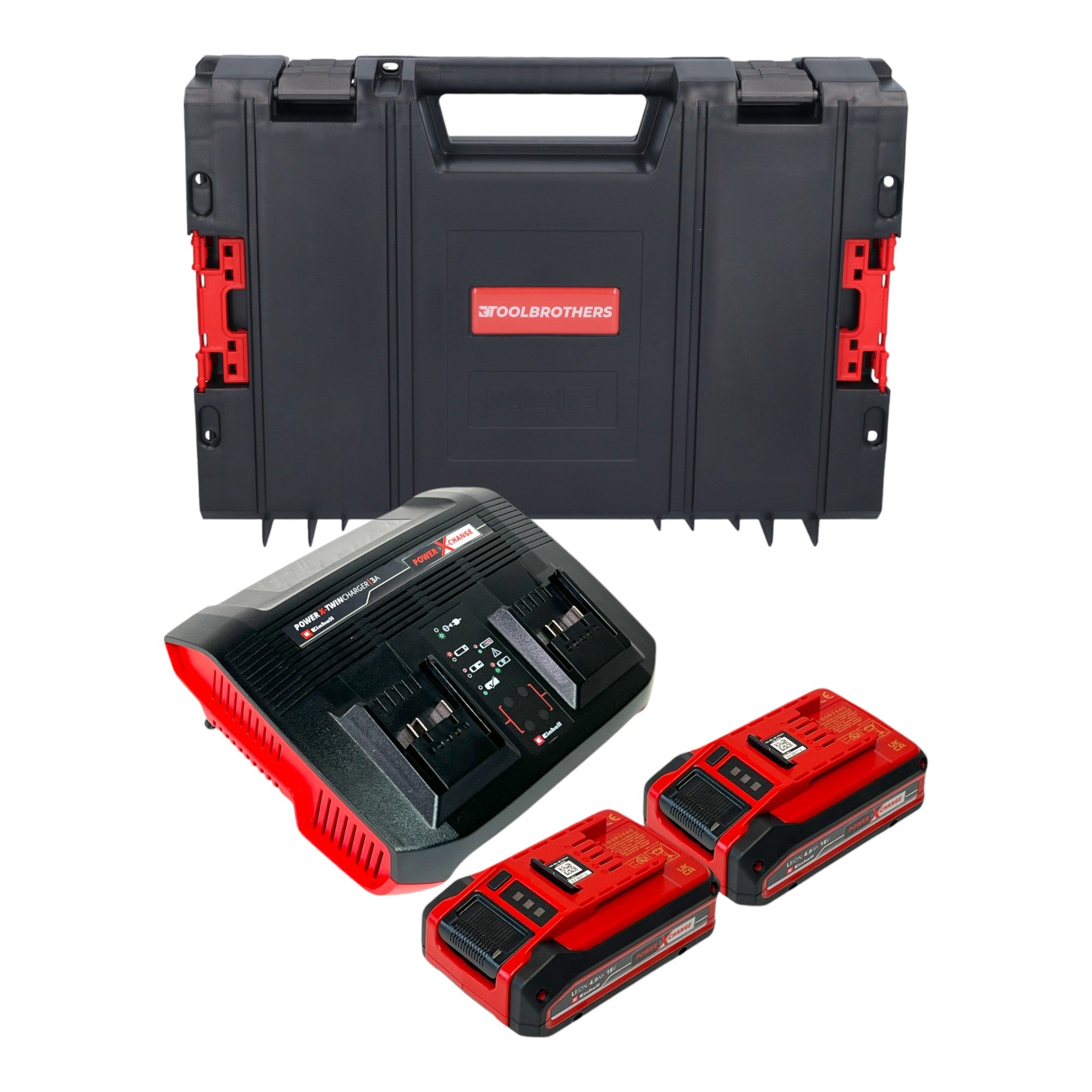 Einhell PXC Starter Kit 2x Power X Change Plus Akku 18 V 4 0 Ah 2x 4511553 Power X Twincharger 3A Doppel Ladegeraet 4512069 Toolcase 0 - toolbrothers