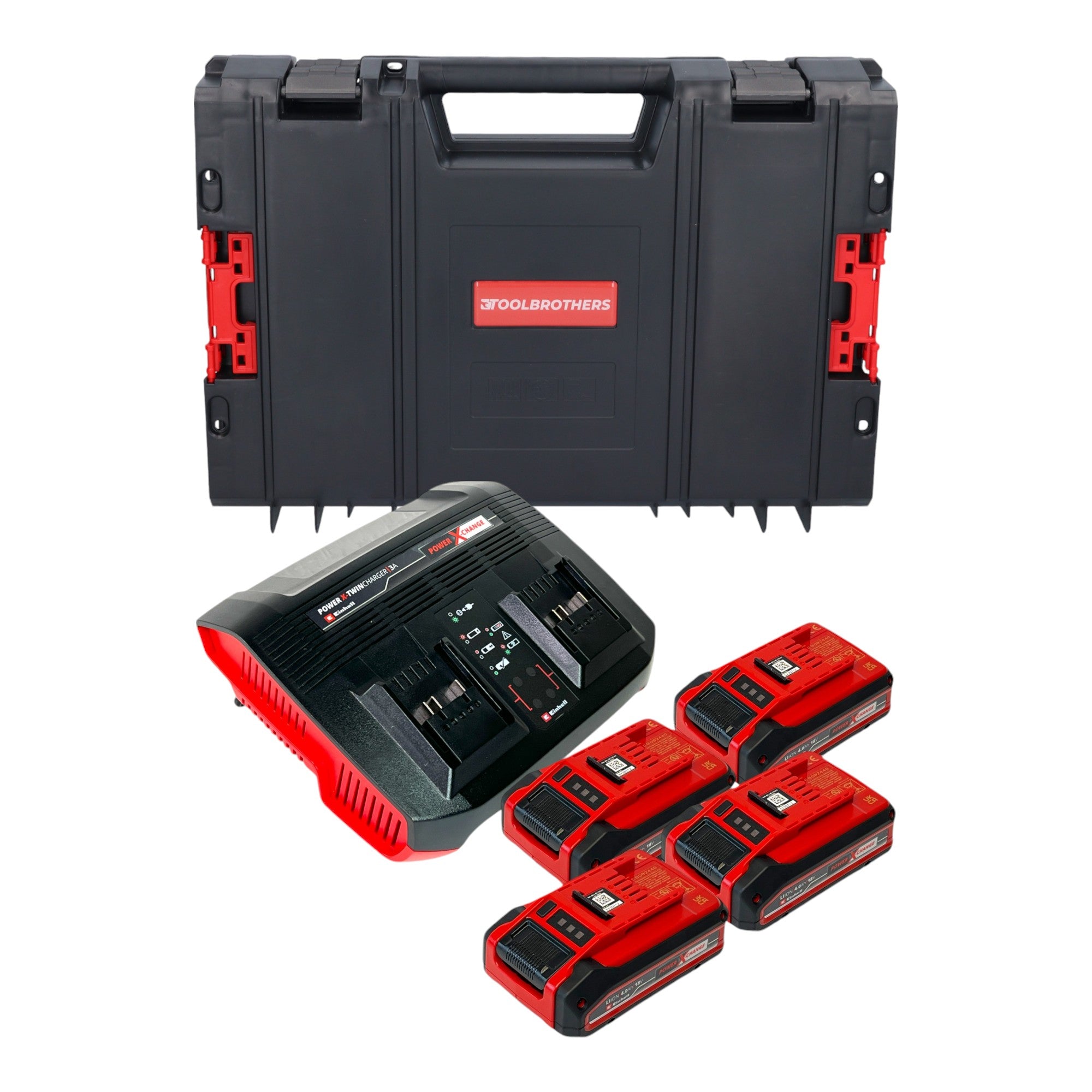 Einhell PXC Starter Kit 4x Power X Change Plus Akku 18 V 4 0 Ah 4x 4511553 Power X Twincharger 3A Doppel Ladegeraet 4512069 Toolcase 0 - toolbrothers