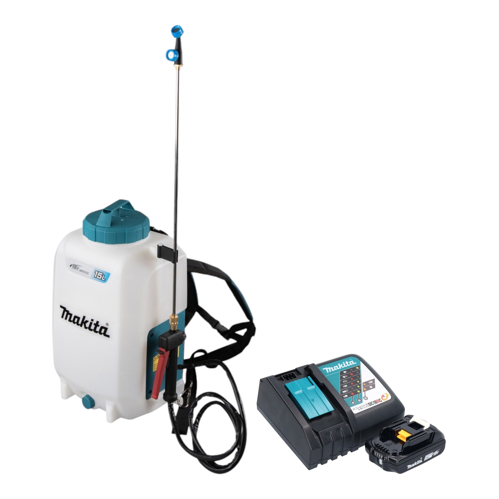 Makita DUS 158 RA Akku Druckspritze 18 V 15 l 5 0 bar 1x Akku 2 0 Ah Ladegeraet 0 - toolbrothers