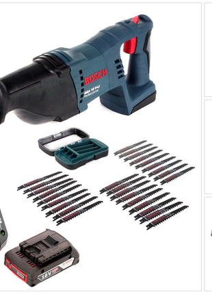 Bosch GSA 18V-Li N Akku Reciprosäge 18V Säbelsäge + 2x Sägeblatt + 27 tlg. Makita Sägeblatt-Set + 1x 2,0 Ah Akku + Ladegerät - Toolbrothers