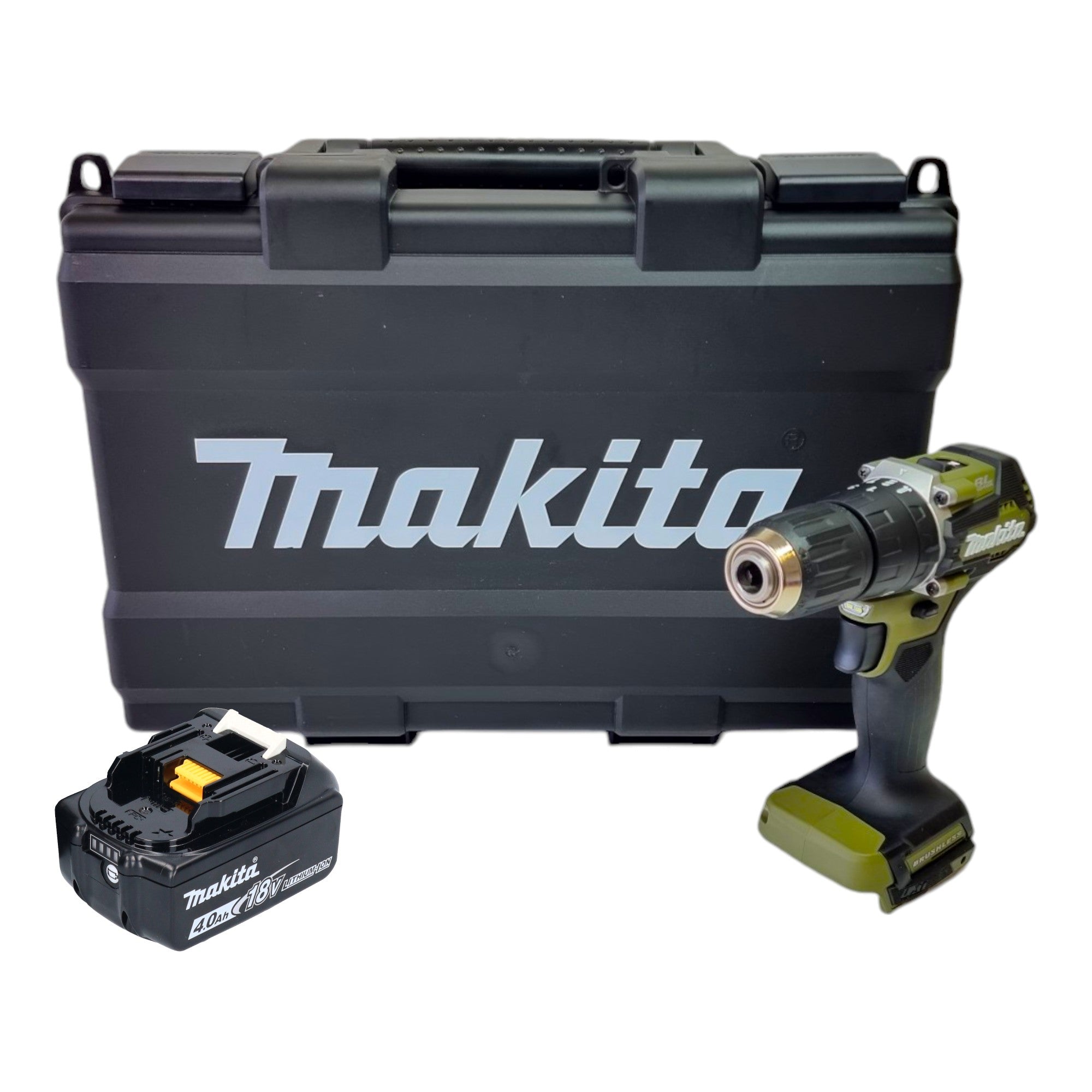 Makita DHP 487 M1KO Akku Schlagbohrschrauber 18 V 40 Nm Brushless Olive Outdoor Adventure Serie 1x Akku 4 0 Ah Koffer ohne Ladegeraet 0 - toolbrothers