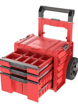 Qbrick System PRO Cart 2.0 Plus Cajón 3 Rojo Ultra HD Caja móvil personalizada con ruedas 520 x 415 x 660 mm 12 l 2x 4,5 l doble asa telescópica extraíble