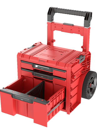 Qbrick System PRO Cart 2.0 Plus Cajón 3 Rojo Ultra HD Caja móvil personalizada con ruedas 520 x 415 x 660 mm 12 l 2x 4,5 l doble asa telescópica extraíble