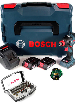 Bosch GDX 18 V-200 C Professional 18 V Li-Ion Akku Drehschlagschrauber Brushless in L-Boxx + 2 x 2,0 Ah Akku + Ladegerät + 32 tlg. Bit-Set + GCY 30-4 Bluetooth Connectivity Modul - Toolbrothers