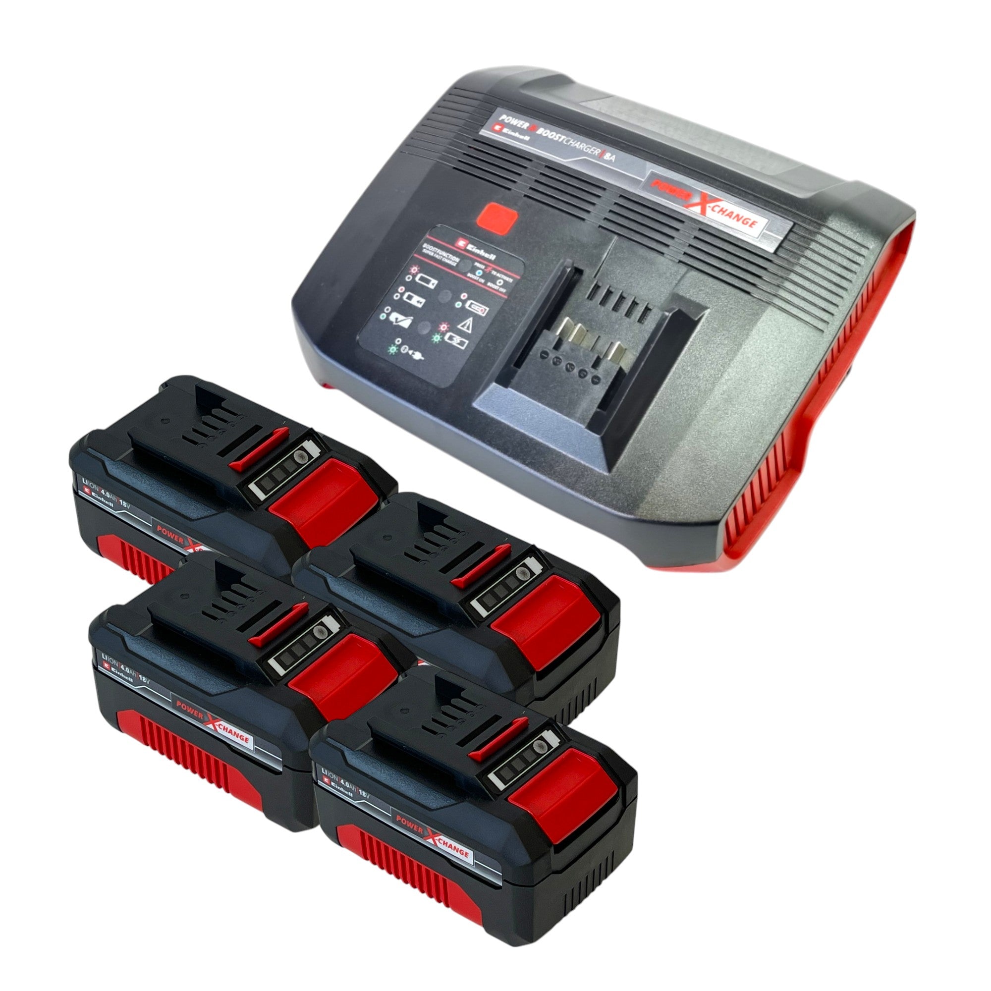 Einhell PXC Starter Kit 4x Power X Change Akku 18 V 4 0 Ah 4x 4511396 Power X Boostcharger 8A Schnell Ladegeraet 4512155  0 - toolbrothers