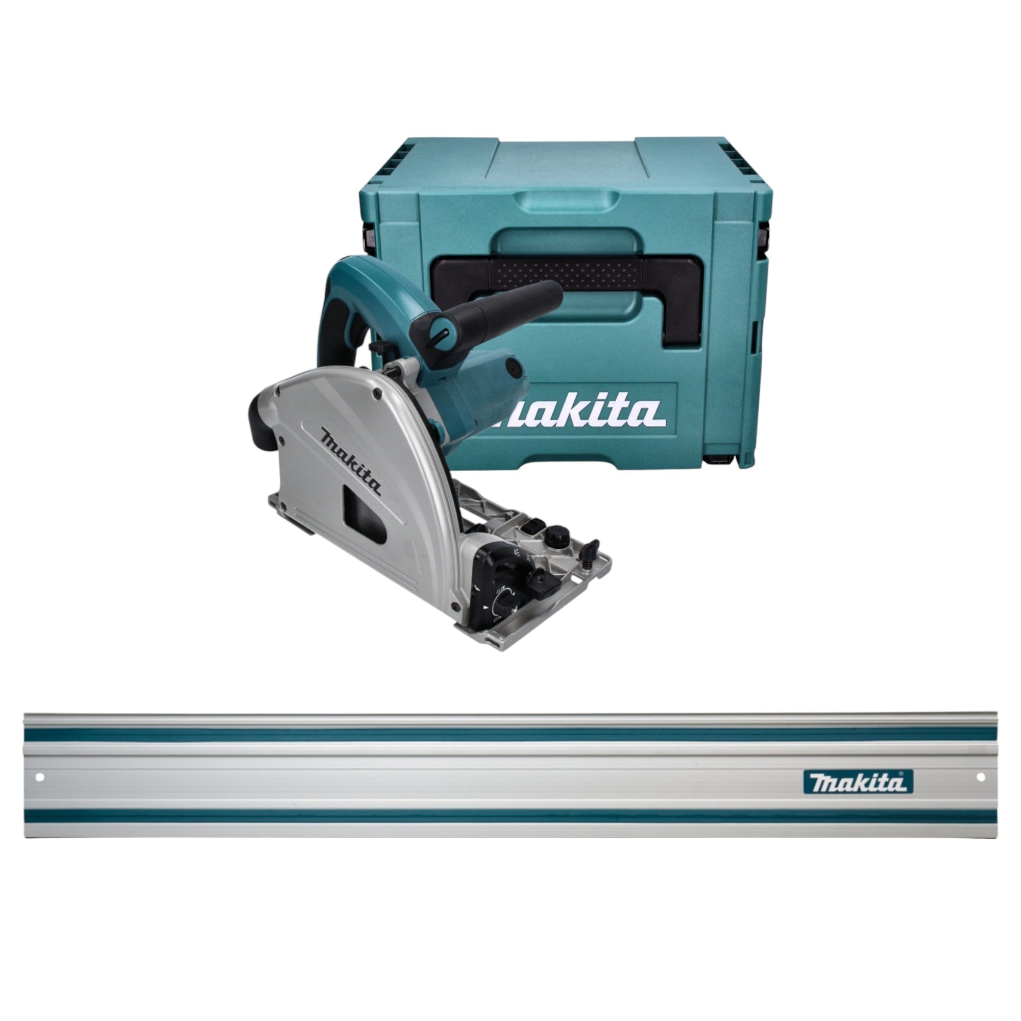 Makita SP 6000 J Tauchsaege 1300 Watt 165 x 20 mm Fuehrungsschiene 1500 mm Makpac 0 - toolbrothers