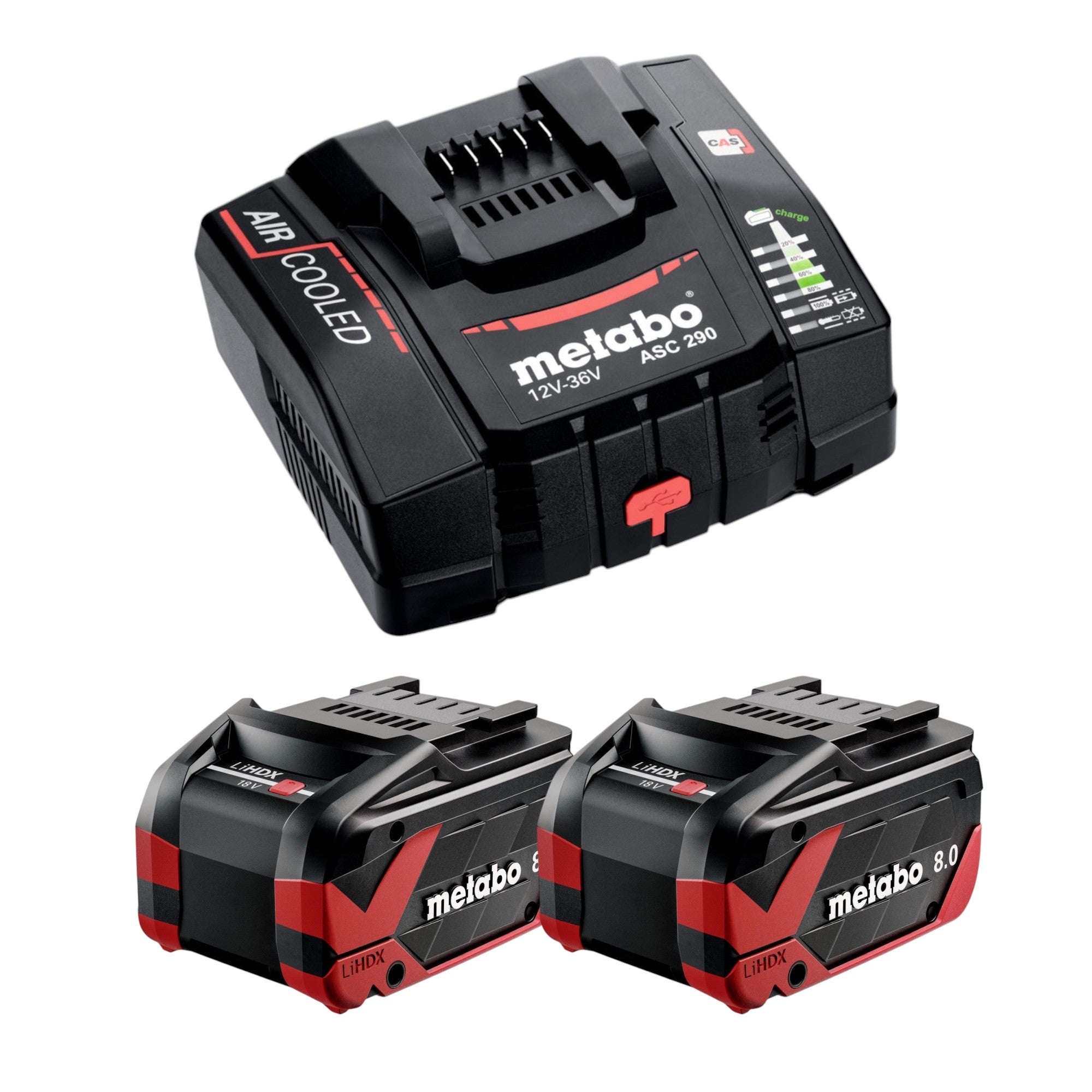 Metabo Basis Set 2x LiHDX Akkupack 18 V 8 0 Ah Akku 2x 624975000 ASC 290 Ladegeraet 627370000  0 - toolbrothers