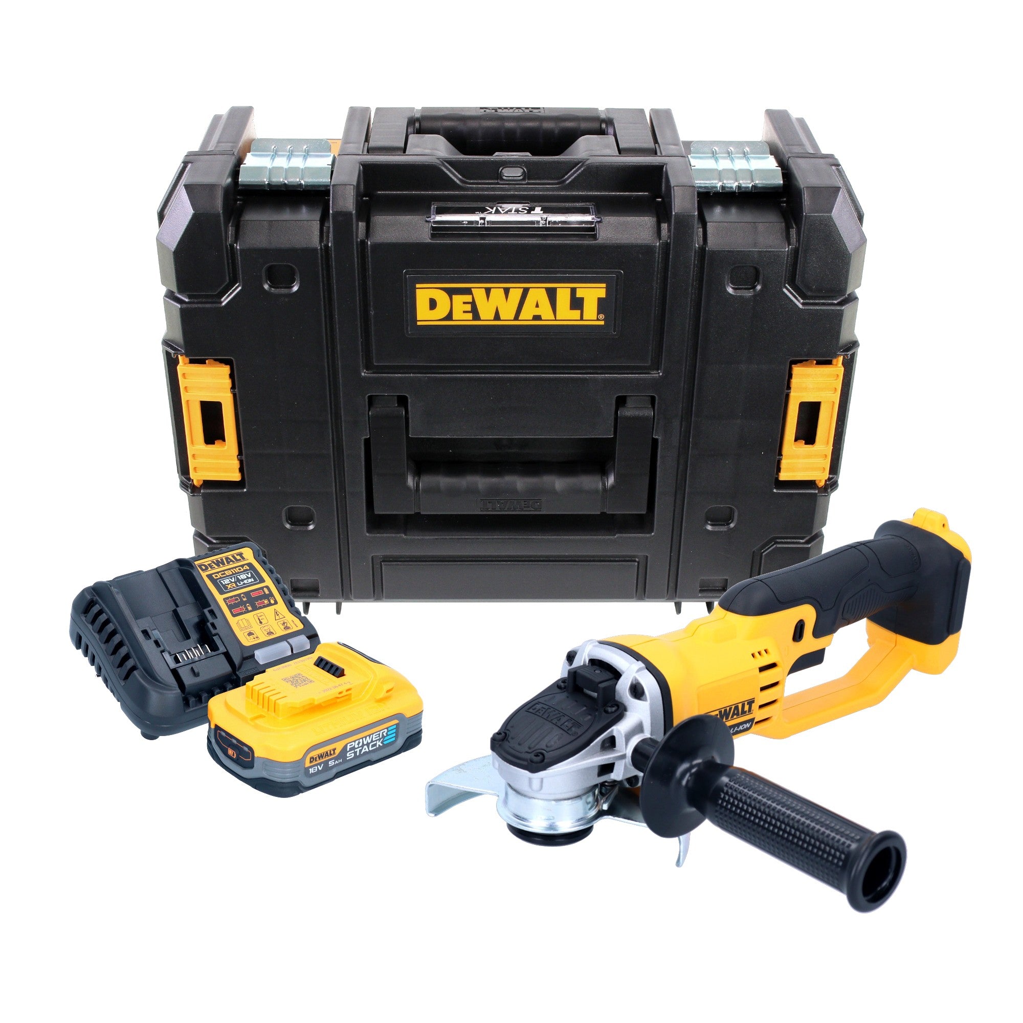 DeWalt DCG 412 H1T Akku Winkelschleifer 18 V 125 mm 1x Powerstack Akku 5 0 Ah Ladegeraet TSTAK 0 - toolbrothers