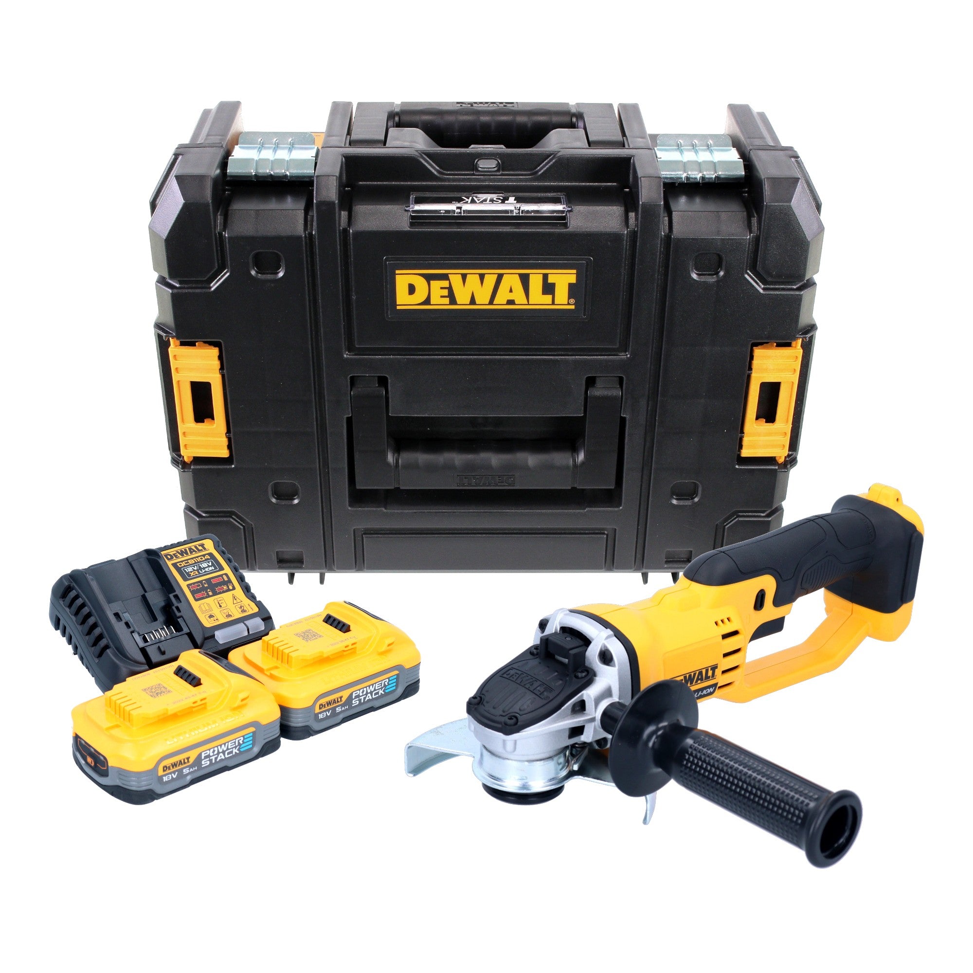DeWalt DCG 412 H2T Akku Winkelschleifer 18 V 125 mm 2x Powerstack Akku 5 0 Ah Ladegeraet TSTAK 0 - toolbrothers