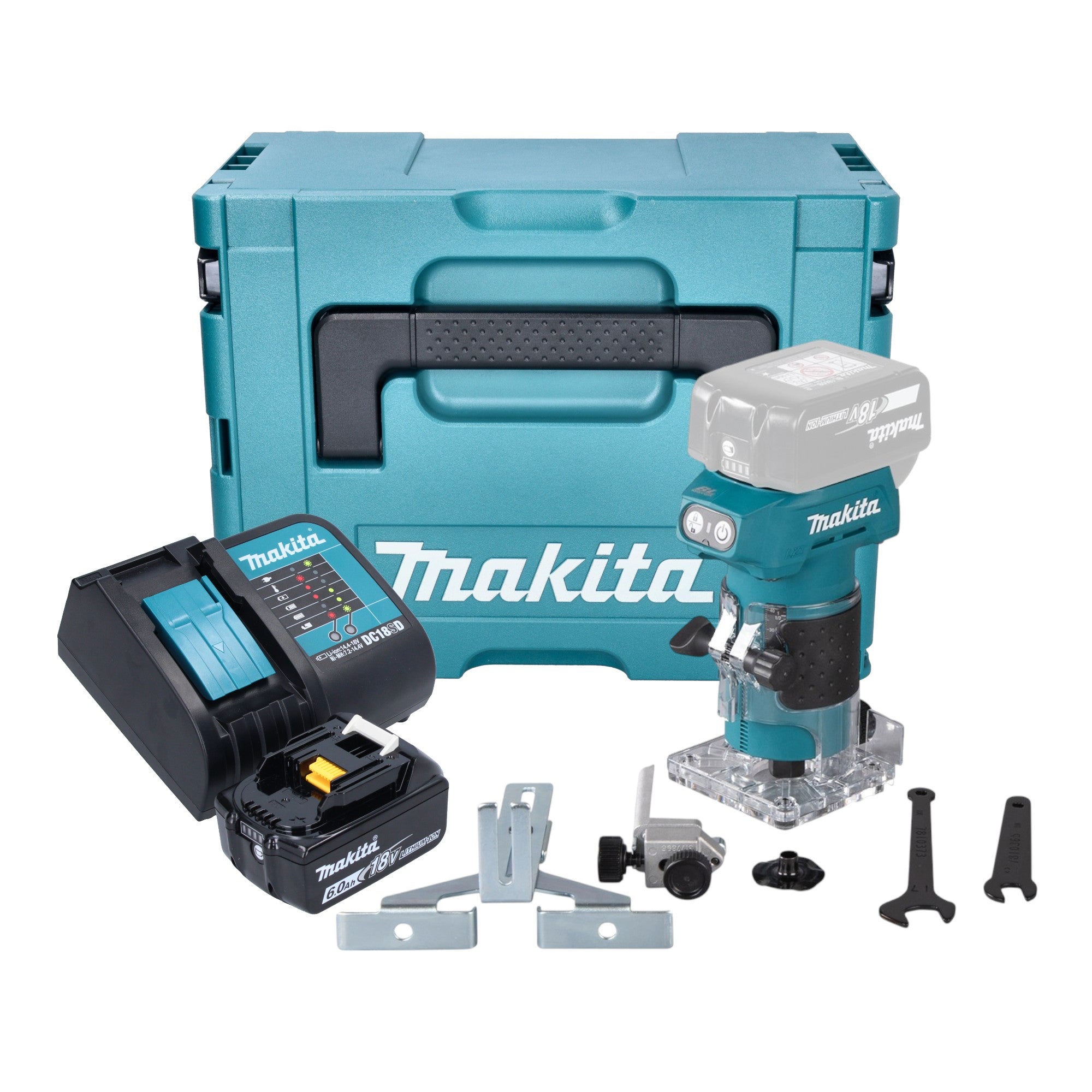 Makita DRT 52 SG1J Akku Kantenfraese 18 V 6 mm Brushless 1x Akku 6 0 Ah Ladegeraet Makpac 0 - toolbrothers
