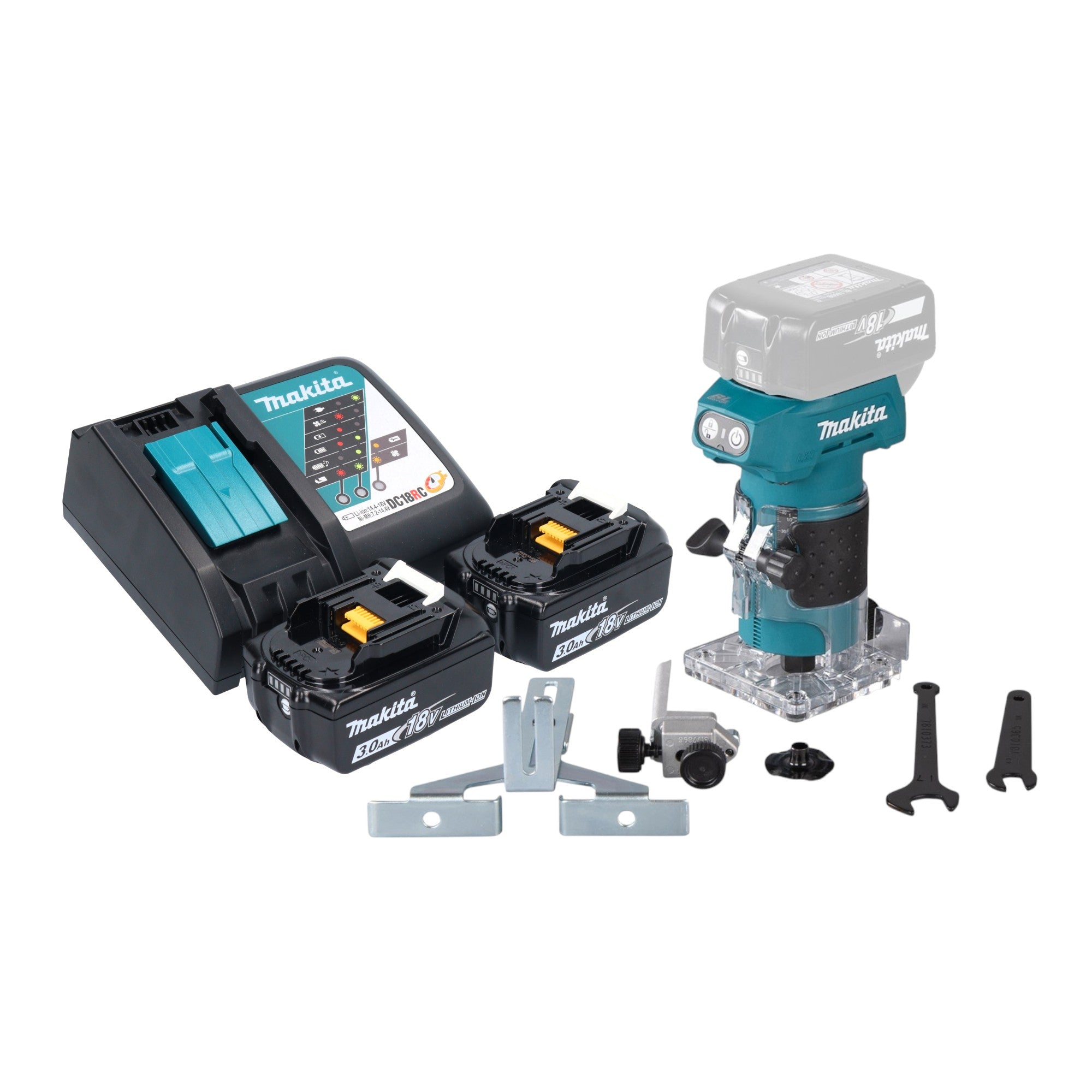 Makita DRT 52 RF Akku Kantenfraese 18 V 6 mm Brushless 2x Akku 3 0 Ah Ladegeraet 0 - toolbrothers