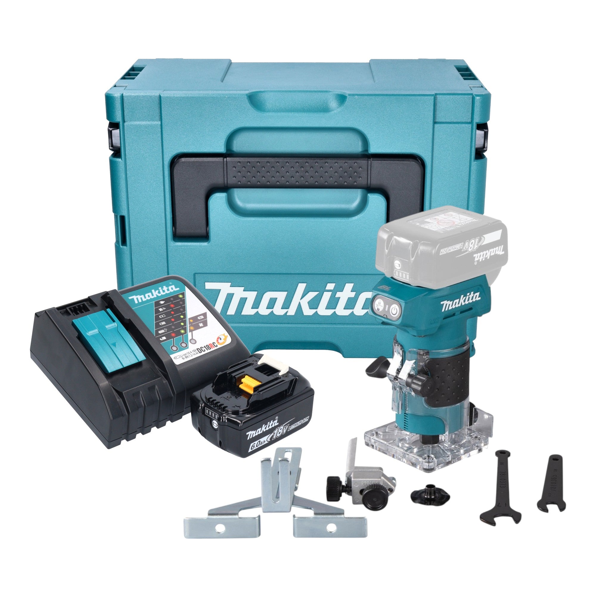 Makita DRT 52 RG1J Akku Kantenfraese 18 V 6 mm Brushless 1x Akku 6 0 Ah Ladegeraet Makpac 0 - toolbrothers