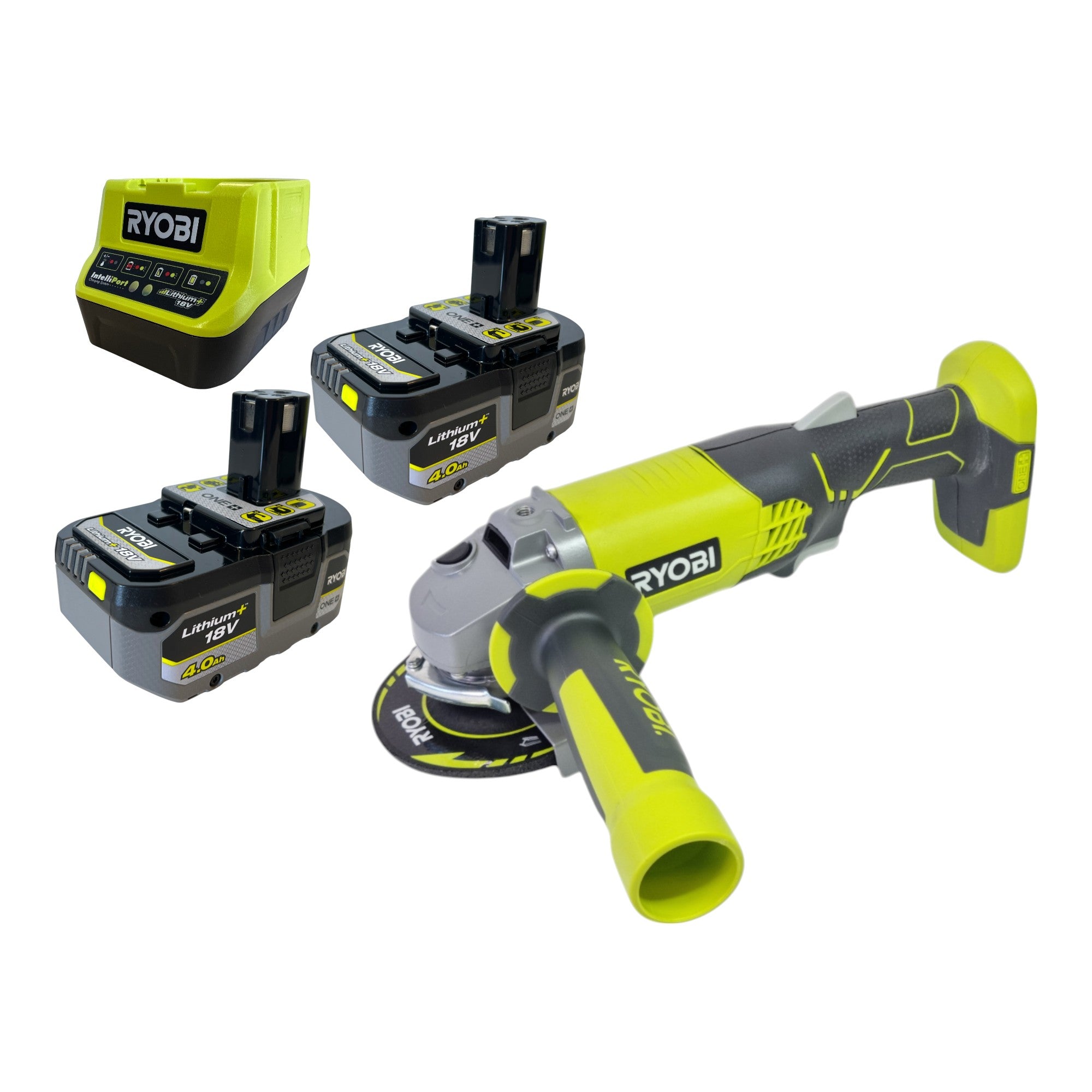 RYOBI R18AG 0 Akku Winkelschleifer 18 V ONE 115 mm 2x Akku 4 0 Ah Ladegeraet 0 - toolbrothers